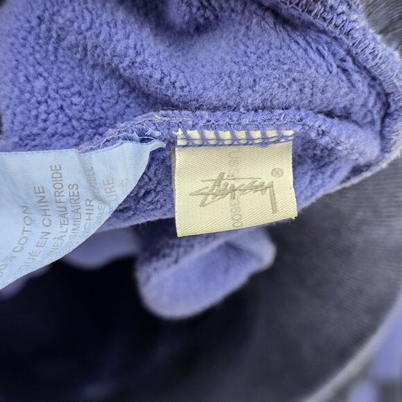 Stussy Crewneck Sweatshirt Womens XS Blue Blur Checker Streetwear Surf Skate Vtg - Picture 7 of 10